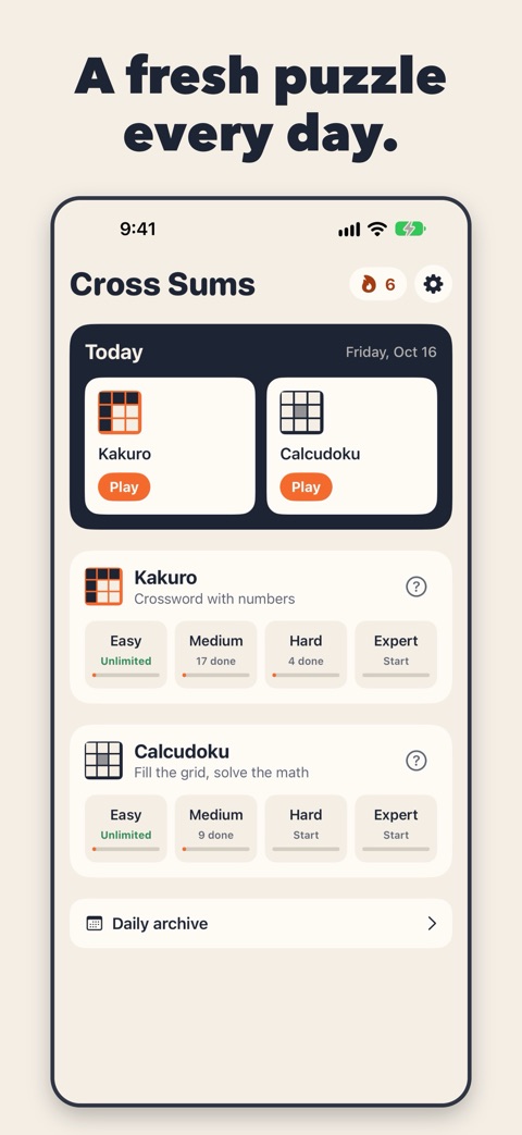 The daily puzzles and your streak